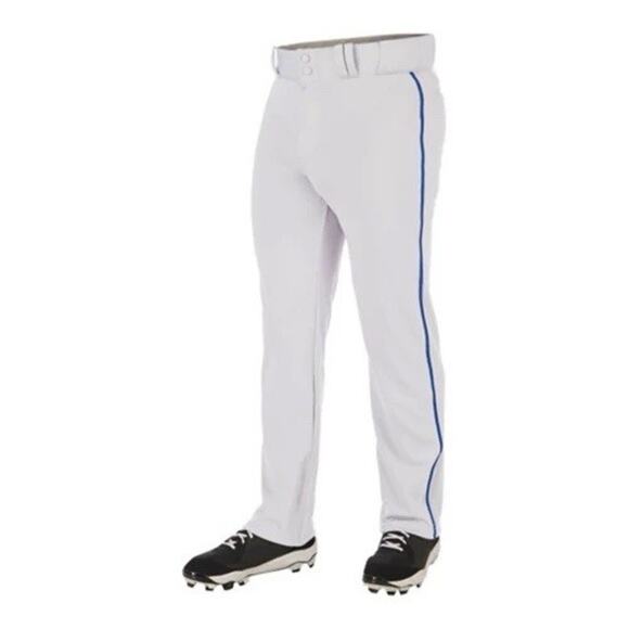 NWT Champro Baseball Pant Youth MED Triple Crown Open Botton White w Blue Stripe - Picture 1 of 6